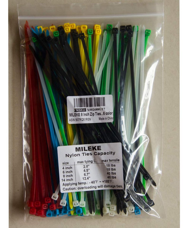 MILEKE 8 Inch Zip Ties (Tying Length 6.7"), 120pcs Nylon Cable Ties, 6 Multi-colors - Image 5